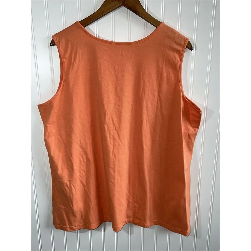 Denim & Co Button Front Top With Tank Women’s 2XLarge Orange 3/4 Sleeve Cottage - Picture 10 of 10